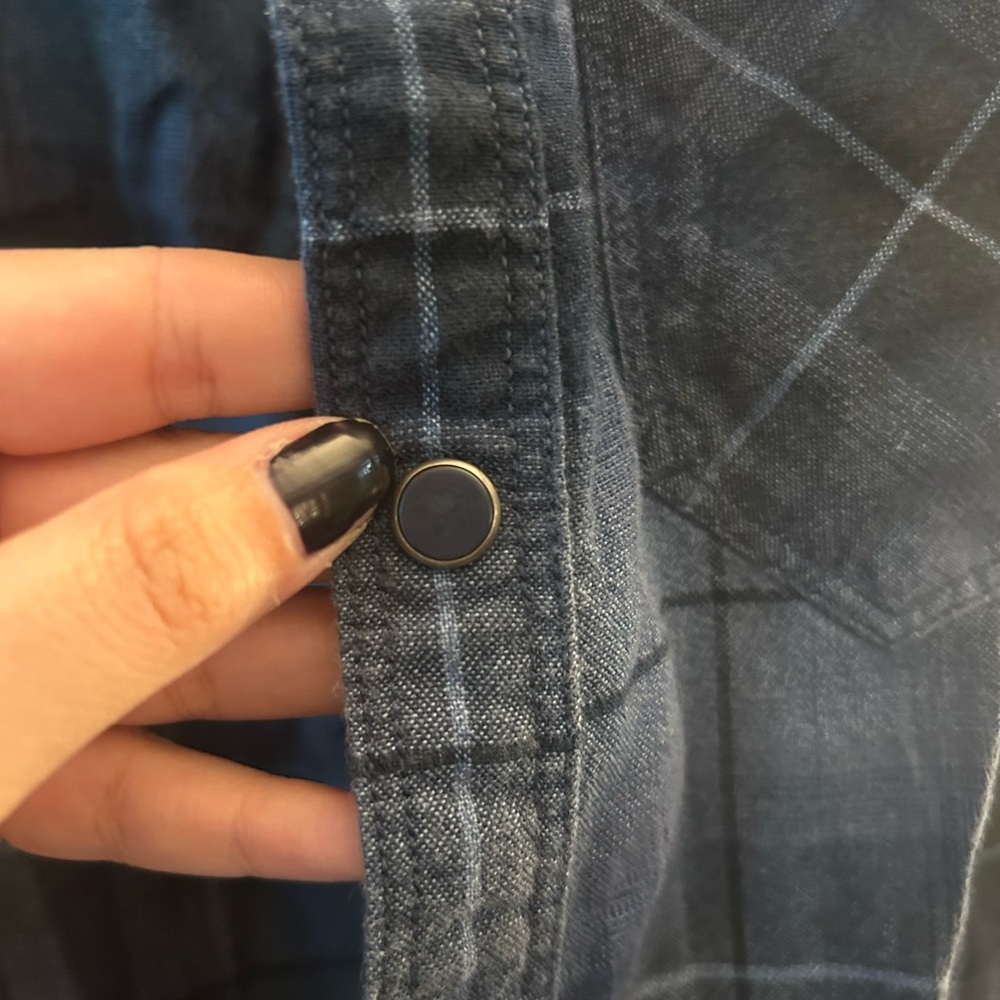 Express Navy Checkered Shirt - Picture 3 of 4